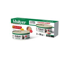 کنسرو گربه نچرال شایر طعم مرغ و گوشت بسته 3 عددی وزن 270 گرم