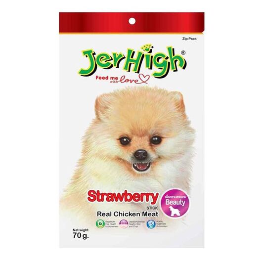 تشویقی سگ جرهای طعم مرغ و توت فرنگی وزن 70 گرم - JerHigh Chicken & Strawberry Stick