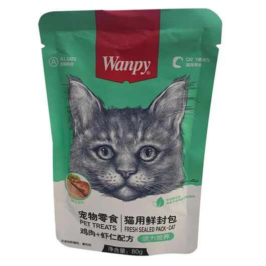 پوچ گربه ونپی طعم مرغ و میگو وزن 80 گرم