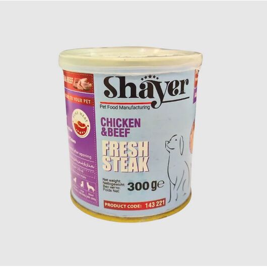 کنسرو سگ شایر استیک مرغ و گوشت 300 گرمی